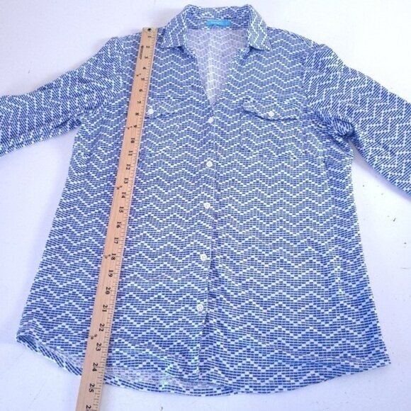 J. McLaughlin Womens Brynn Blue Linen Button Up Shirt Size M - Picture 3 of 8